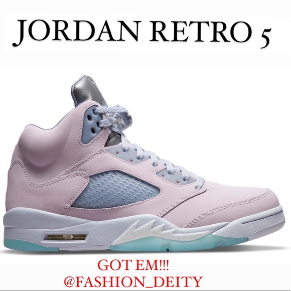 AUTHENTIC RARE  MENS JORDAN RETRO 5  - PINK/PURPLE SNEAKERS *NIB* SIZE 9 - Picture 3 of 17